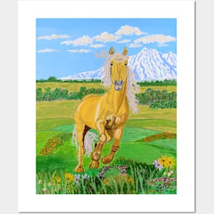 A running yellow horse Posters and Art